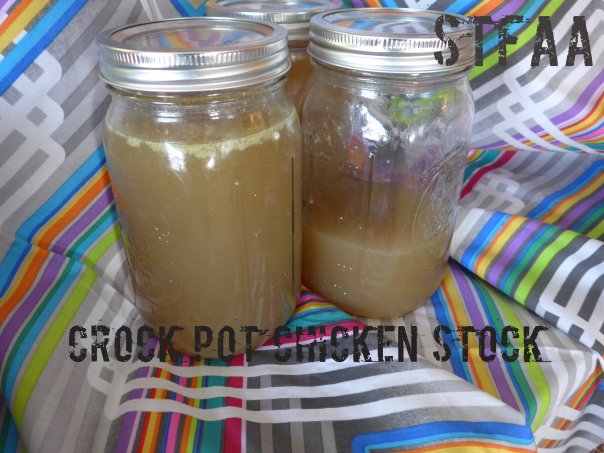 Crock Pot Chicken Stock in jars